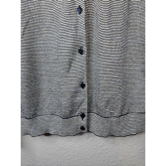 Talbots Women's Navy and Gray Metallic Striped Button Cardigan Size Medium - Picture 7 of 7